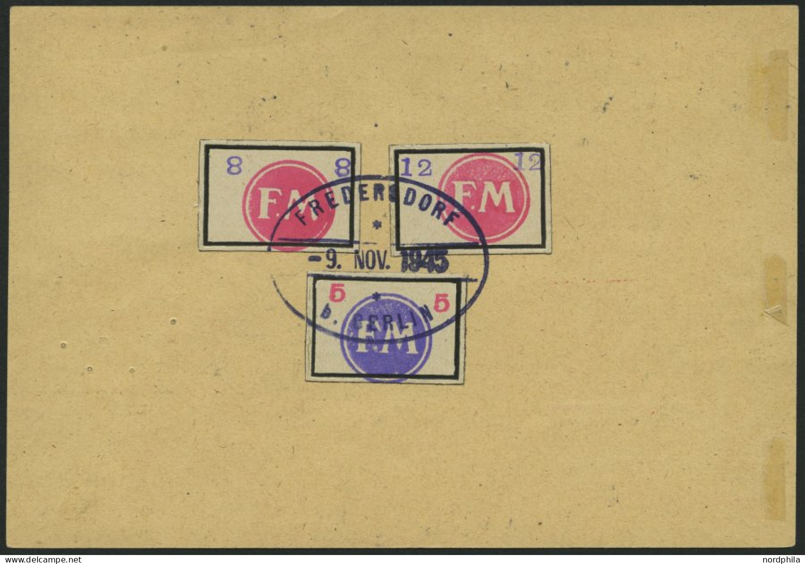 FREDERSDORF Sp 227FI,30 BRIEF, 1945, 6 Pf., Rahmengröße 28x19 Mm, Große Wertziffern, Mit Abart Wertziffern Bläulichviole - Other & Unclassified