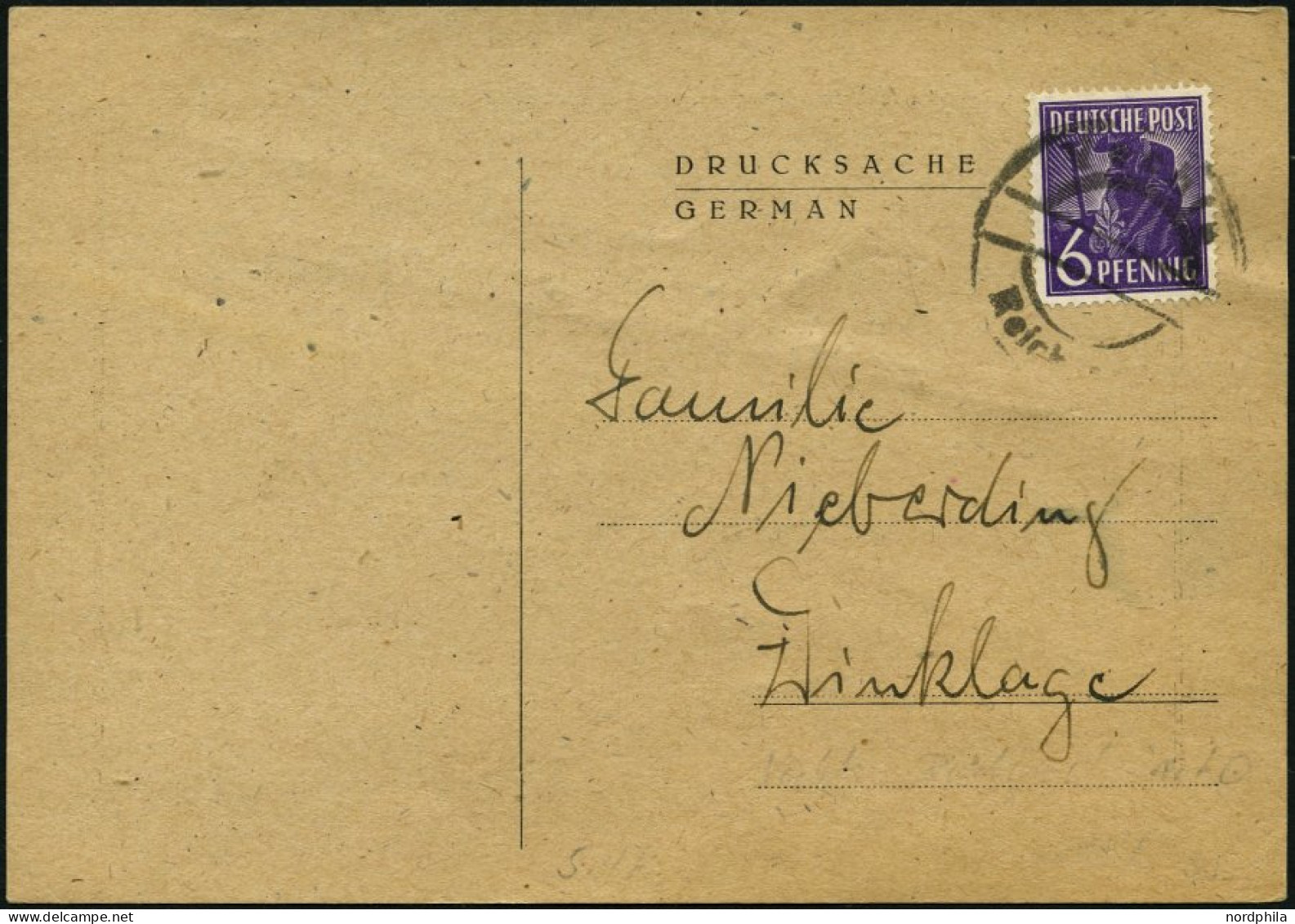 ALLIIERTE BES. 944 BRIEF, 1947, 6 Pf. Violett Auf Drucksache Mit Notstempel VECHTA-REICHSPOST, Pracht - Sonstige & Ohne Zuordnung