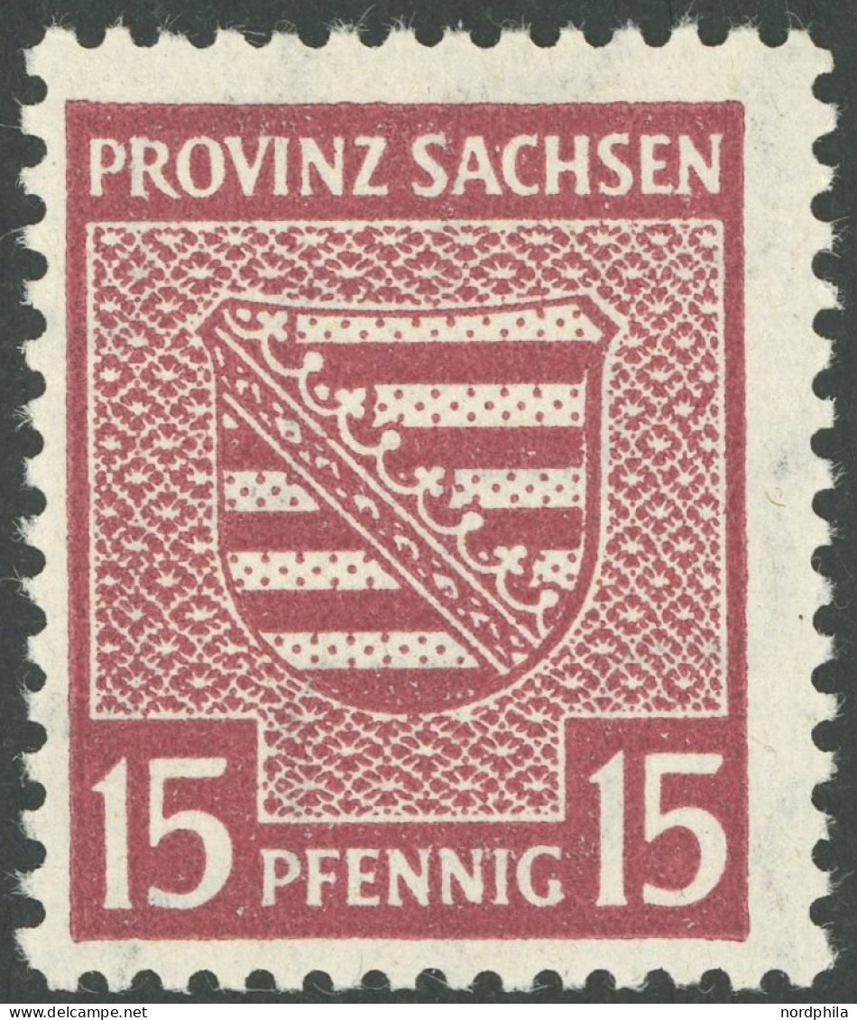 PROVINZ SACHSEN 80Xa , 1945, 15 Pf. Mittellilakarmin, Wz. 1X, Postfrisch, Pracht, Mi. 280.- - Other & Unclassified