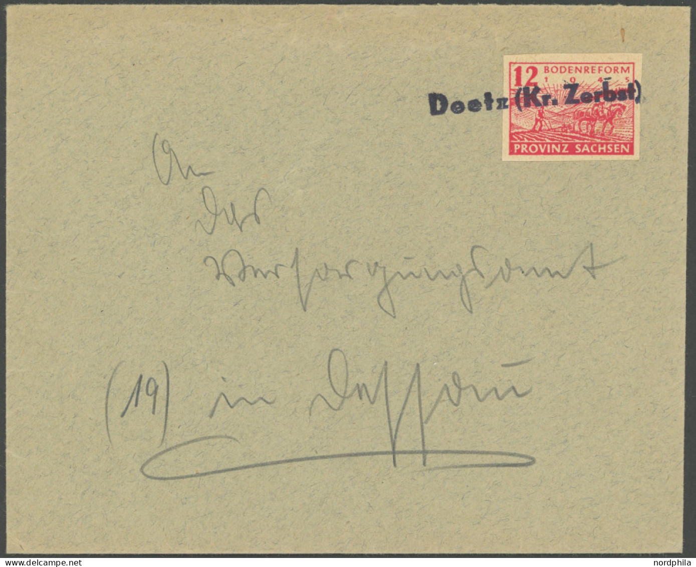 PROVINZ SACHSEN 86wa BRIEF, 1945, 12 Pf. Dunkelrosarot, Einzelfrankatur Auf Brief Mit Seltenem Notstempel DEETZ (KR. ZER - Autres & Non Classés