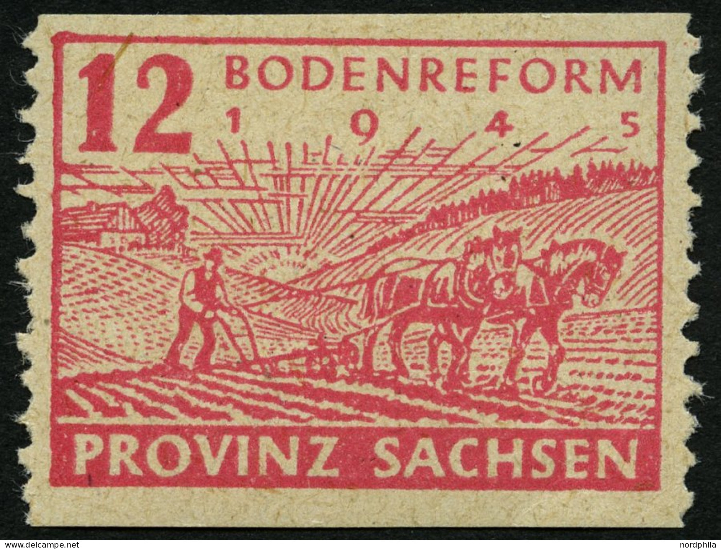 PROVINZ SACHSEN 86wbC , 1945, 12 Pf. Lebhaftlilarot, Unregelmäßig Durchstochen, Pracht, Gepr. Schulz - Sonstige & Ohne Zuordnung