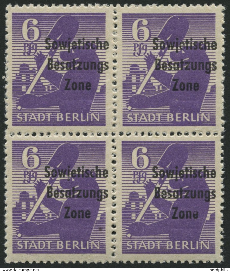 ALLGEMEINE-AUSGABEN 201wbzDDII , 1948, 6 Pf. Lebhaftgrauviolett, Aufdruck Einmal Normal Zusätzlich Blindaufdruck, Im Vie - Sonstige & Ohne Zuordnung