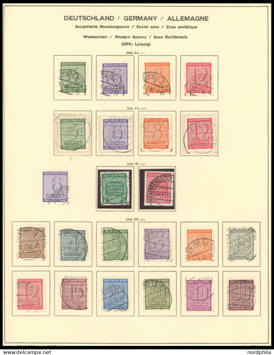 SAMMLUNGEN, LOTS o, gestempelter Sammlungsteil Provinz Sachsen, Thüringen, West-Sachsen, u.a. Bl. 1-4, Mi.Nr. 80X und 15