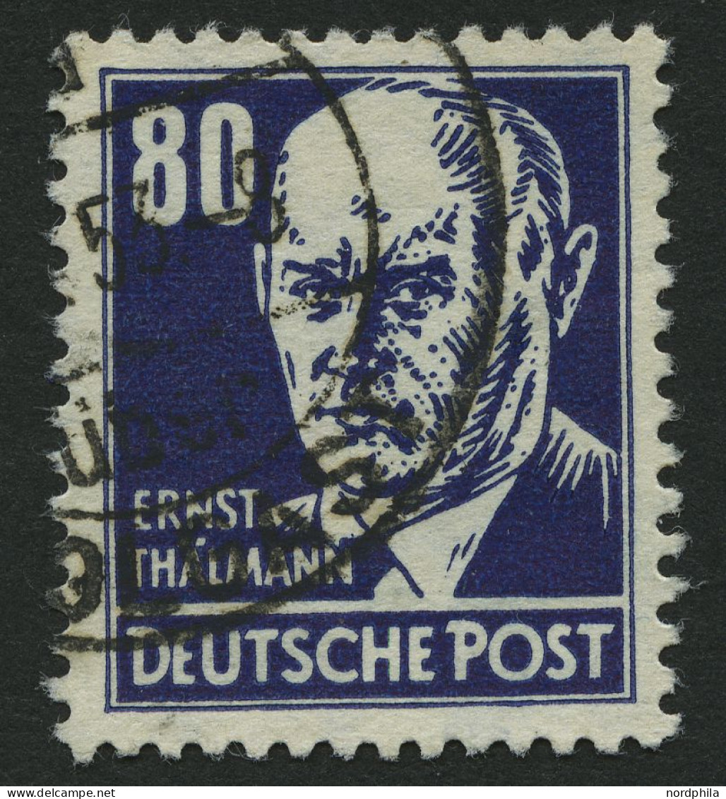 DDR 339zXII O, 1953, 80 Pf. Thälmann, Gewöhnliches Papier, Wz. 2XII, Pracht, Gepr. Schönherr, Mi. 60.- - Gebraucht