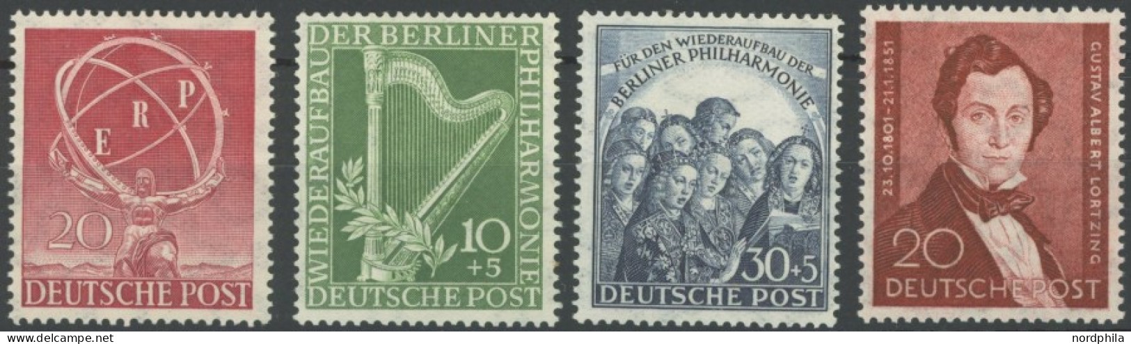 BERLIN 71-74 , 1950/1, ERP, Philharmonie,Lortzing, Falzrest, 4 Prachtwerte, Mi. 112.- - Autres & Non Classés