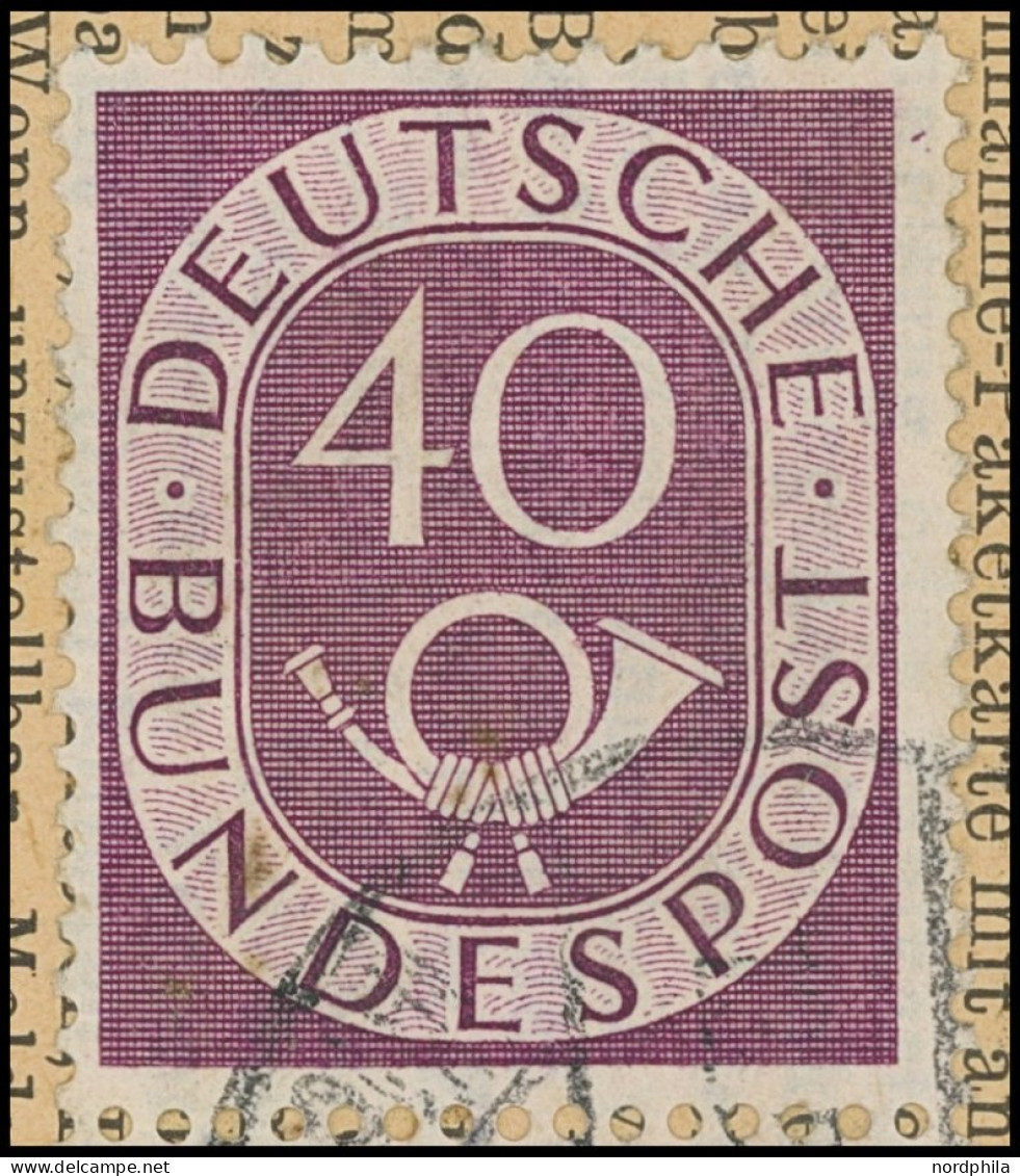 BUNDESREPUBLIK 133II BRIEF, 1951, 40 Pf. Posthorn Mit Abart Kurzer Schräger Strich In Markenfarbe Oben Im Rechten Marken - Briefe U. Dokumente