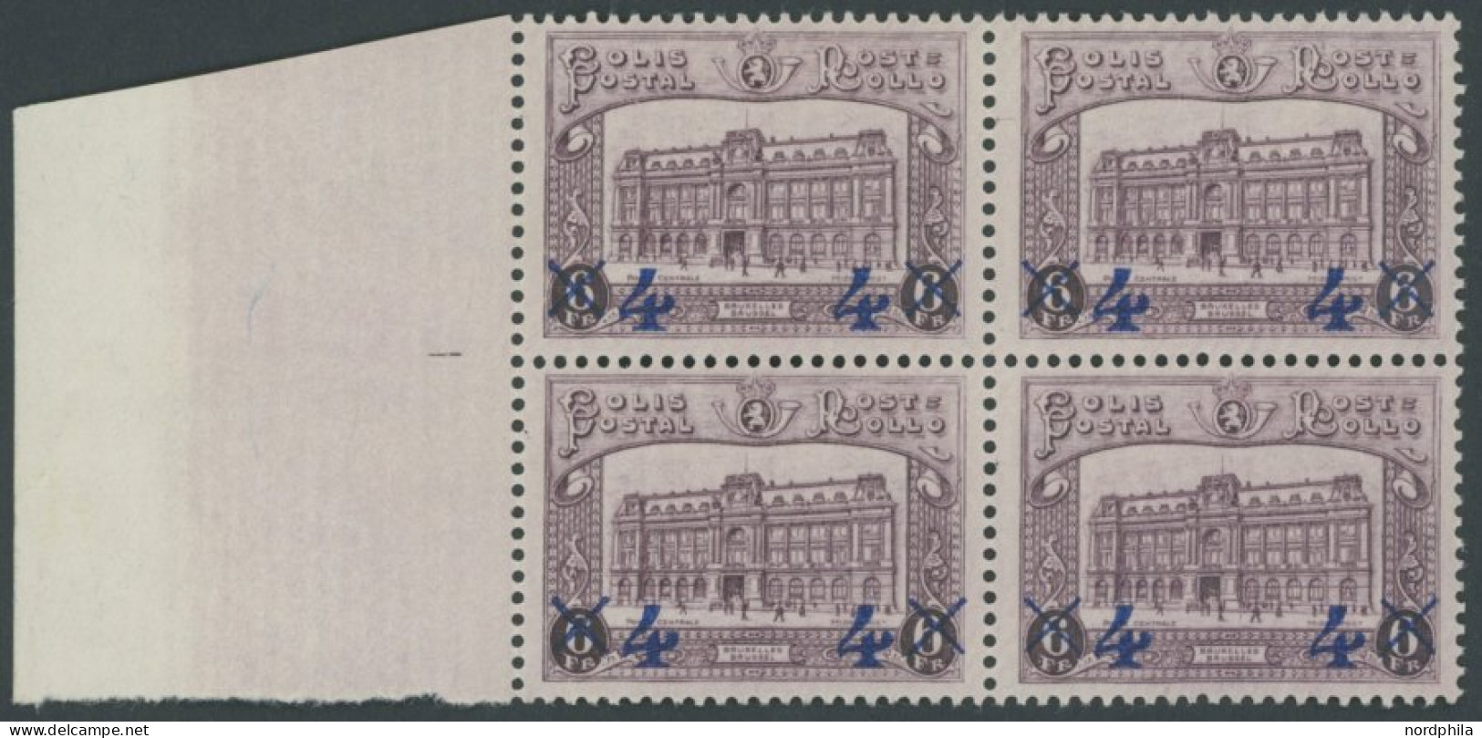 POSTPAKETMARKEN PP 7 VB , 1933, 4 Fr. Auf 6 Fr. Hauptpostamt, Randviererblock, Postfrisch, Pracht, Mi. 360.- - Gepäck [BA]