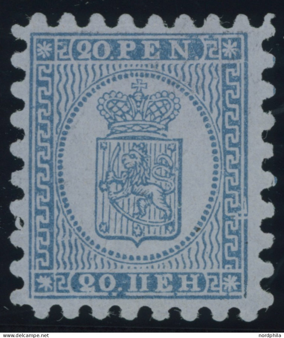 FINNLAND 8Ay , 1873, 20 P. Blau, Alle Zungen!, Herstellungsbedingte Papierfalte, Ohne Gummi, Pracht - Sonstige & Ohne Zuordnung