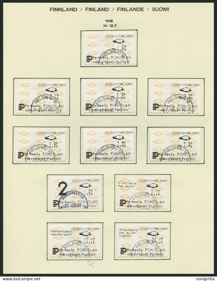 FINNLAND A 12 O, Automatenmarken: 1992, 89 Verschiedene Werte, Fast Nur Komplette Ausgaben, Pracht, Mi. 550.- - Gebraucht