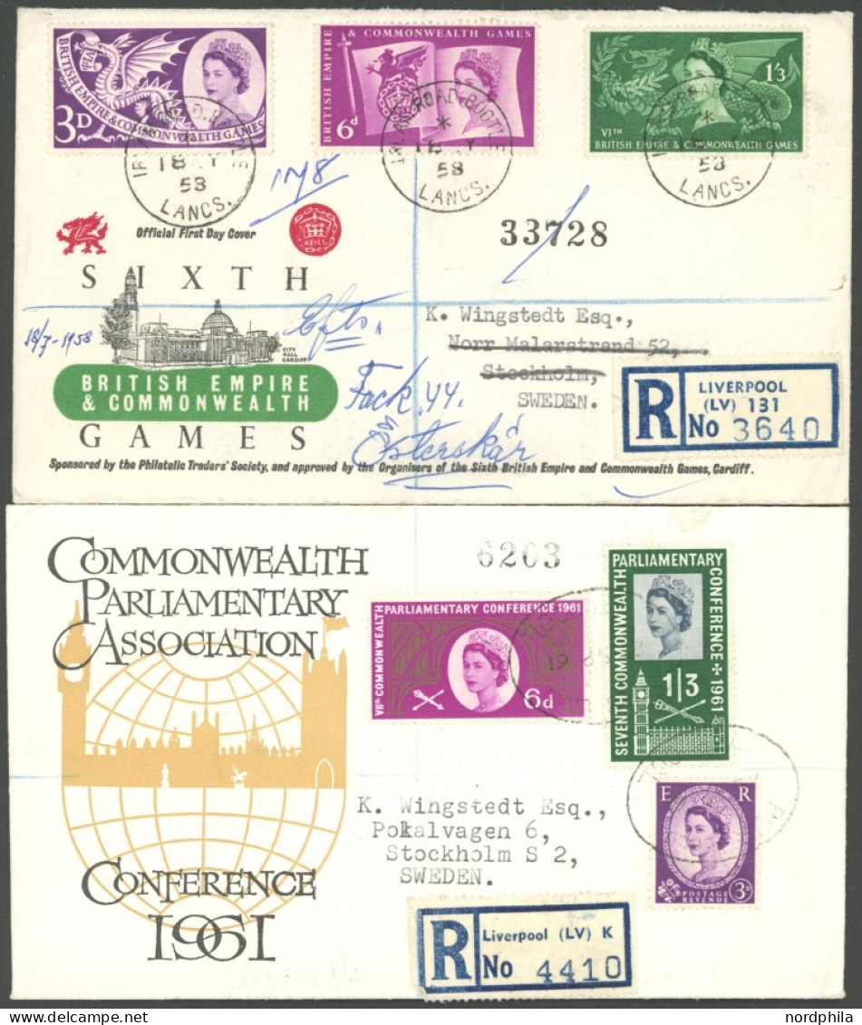 GROSSBRITANNIEN 303-05,349/50 BRIEF, 1958/61, Empire- Und Commonwealth-Festspiele Und Commonwealth - Parlaments-Konferen - Autres & Non Classés