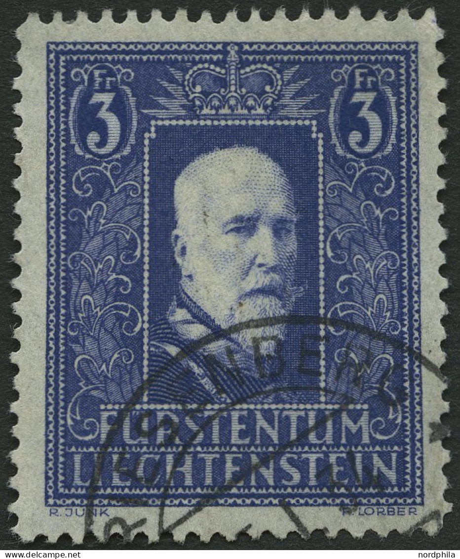 LIECHTENSTEIN 141I O, 1933, 3 Fr. Fürst Franz I, Pracht, Gepr. Liniger, Mi. 280.- - Autres & Non Classés