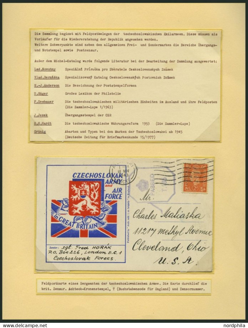 TSCHECHOSLOWAKEI Brief,o,, , 1940-48, Interessante Sammlung Mit 27 Bedarfsbelegen, Dabei Feldpost, Zensurbelege, Dazu Ma - Collections, Lots & Séries