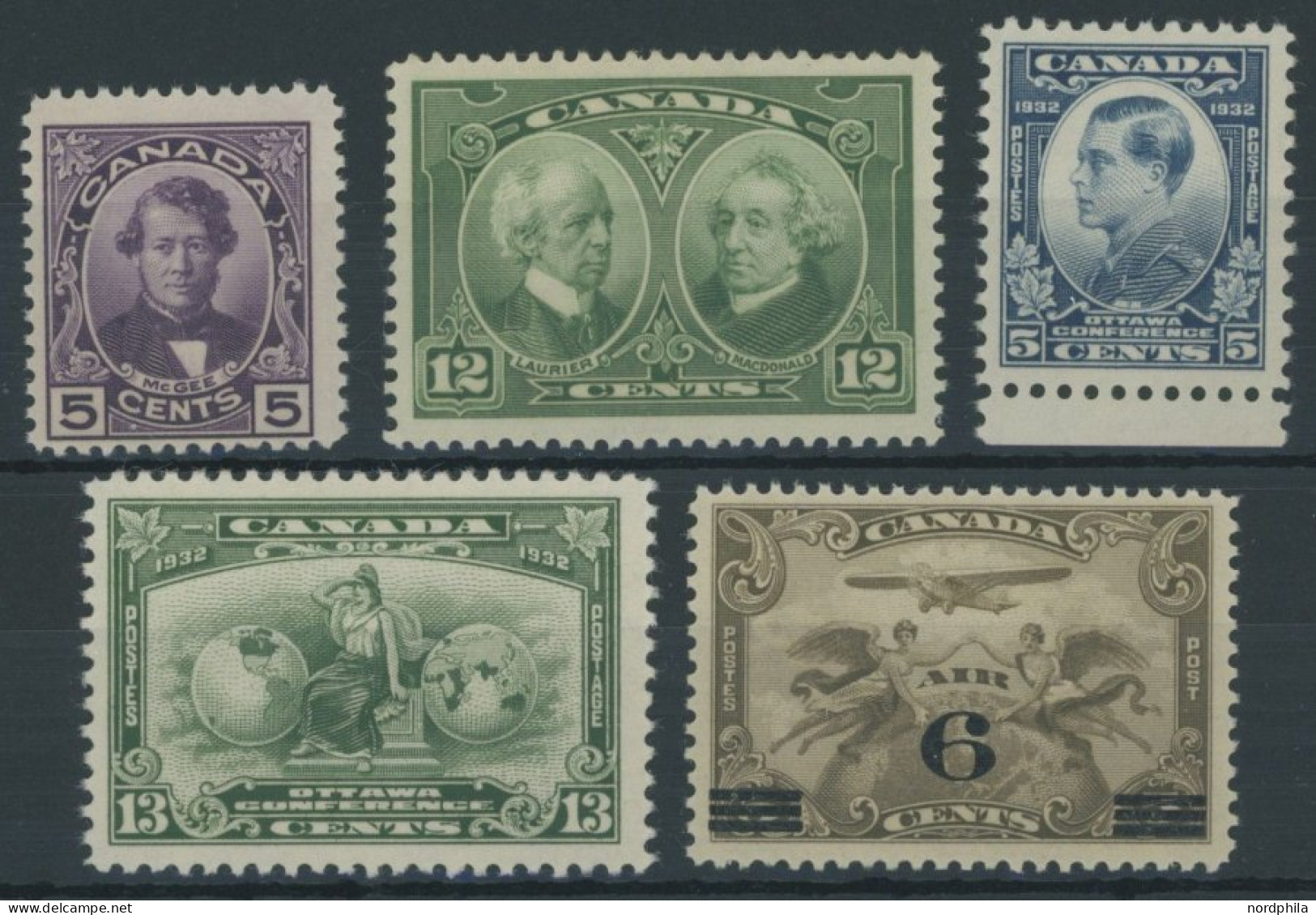 KANADA 124/5,160/1,169 , 1927-32, 5 Verschiedene Postfrische Werte, Pracht - Otros & Sin Clasificación