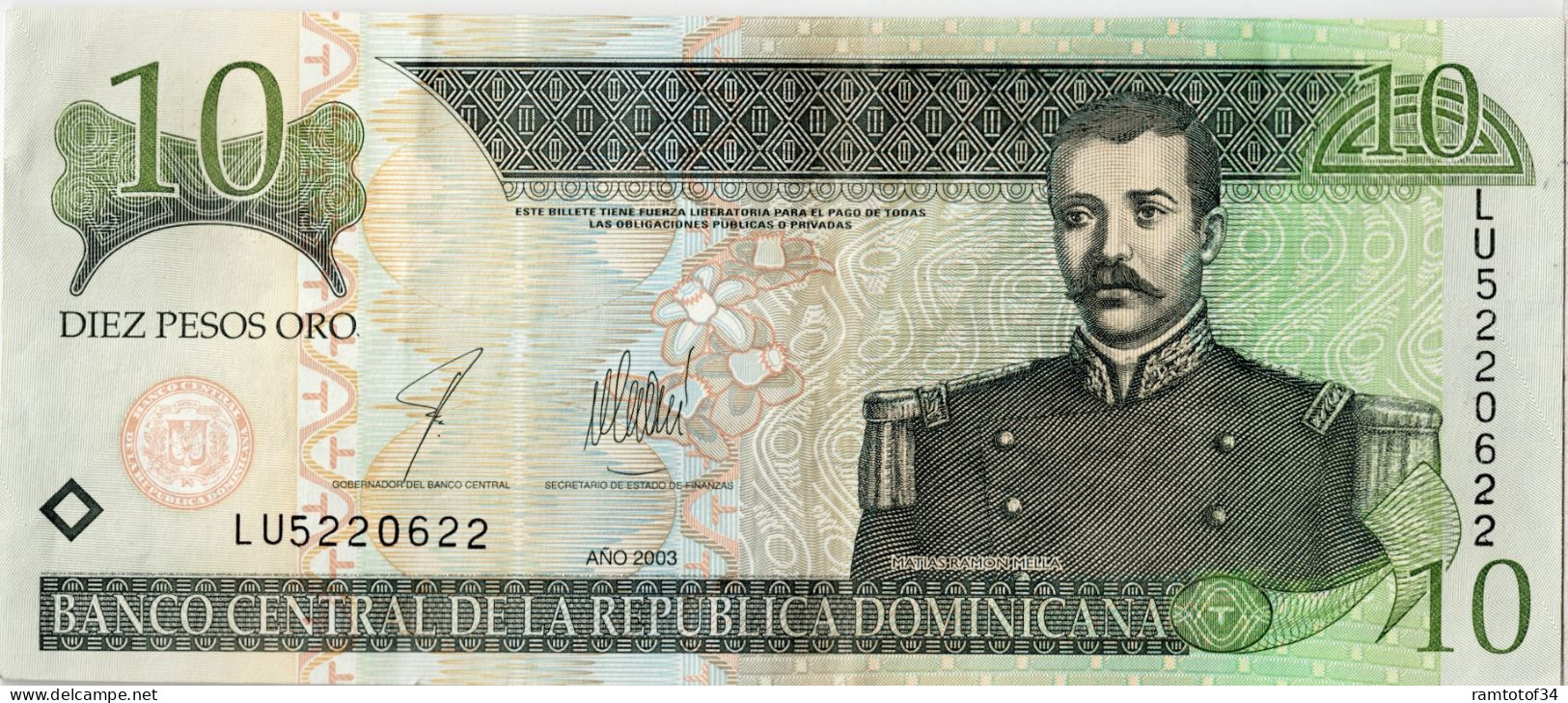 REPUBLIQUE DOMINICAINE - 10 Pesos Oro 2003 - Dominicaine