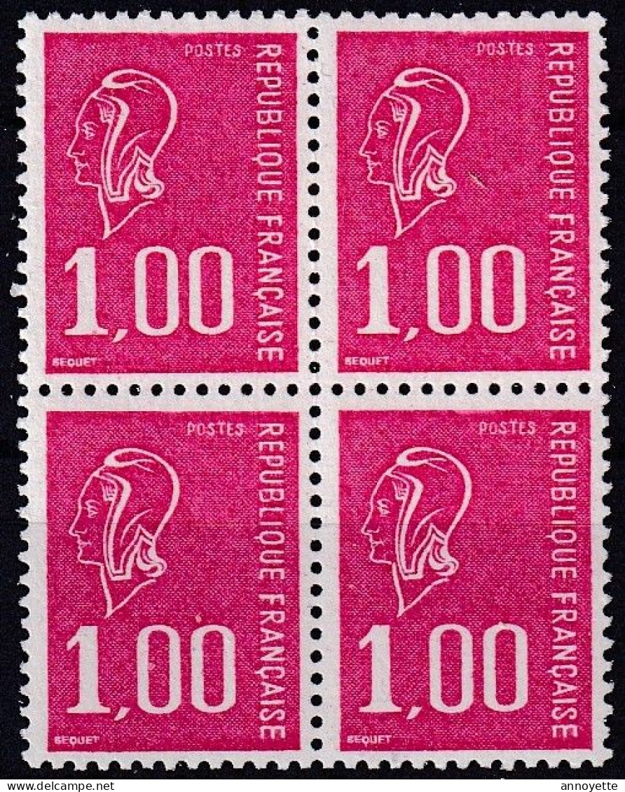 Bloc De 4 T.-P. Gommés Dentelés Neufs**  Type Marianne De Béquet 1 F. Rouge Taille Douce - N° 1892 (Yvert) - France 1976 - 1971-1976 Marianne De Béquet