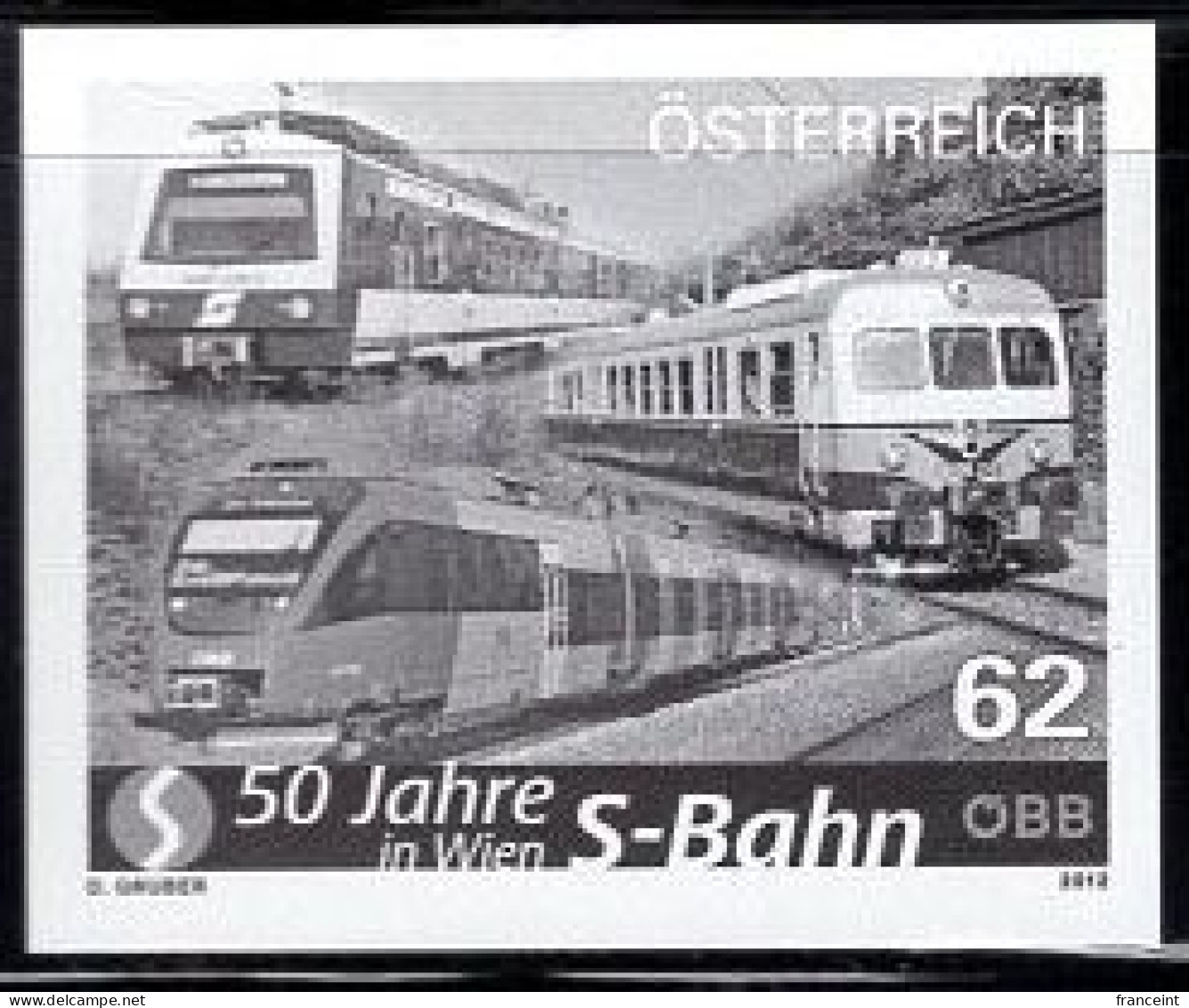AUSTRIA(2012) S-Bahn Trains. Black Print. 50th Anniversary Of Rapid Transit. - Ensayos & Reimpresiones