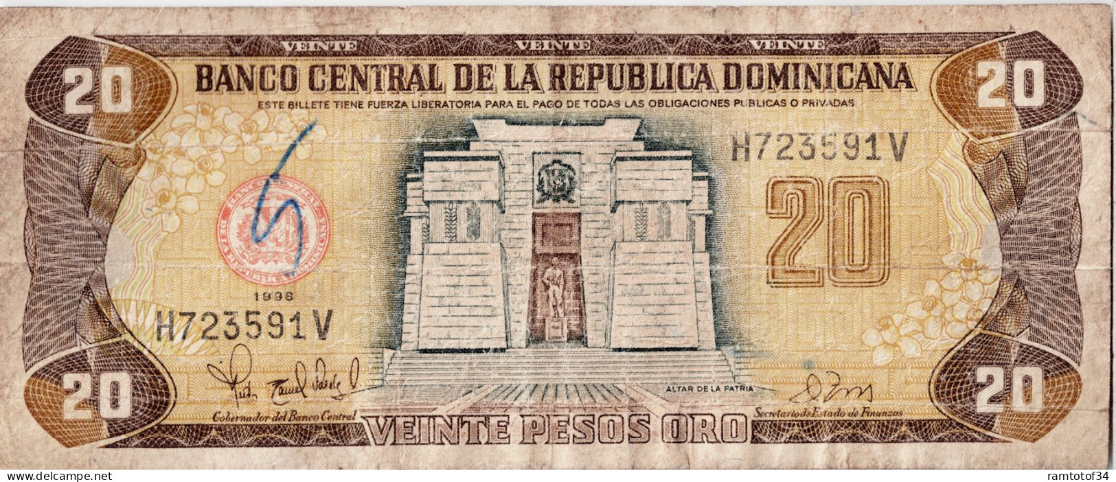 REPUBLIQUE DOMINICAINE - 20 Pesos Oro 1998 (H723591V) - Dominikanische Rep.