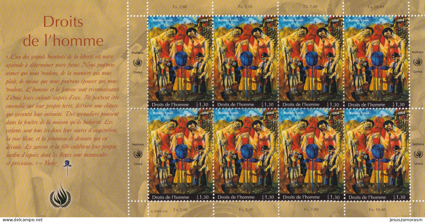 Naciones Unidas Ginebra Nº 517 Al 518 En Hoja De 8 Series - Unused Stamps