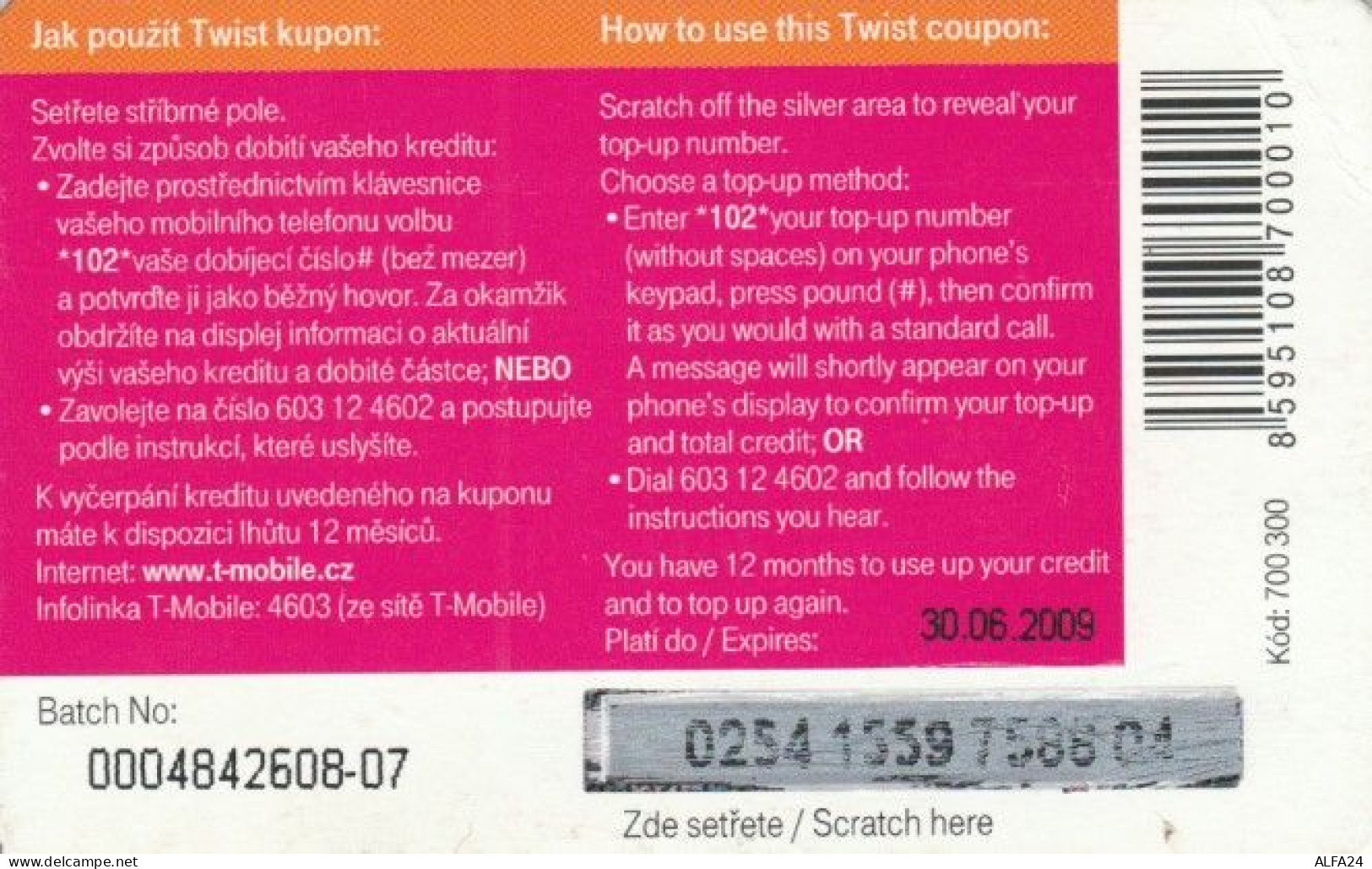 PREPAID PHONE CARD REPUBBLICA CECA - T MOBILE (PK2201 - Tschechische Rep.