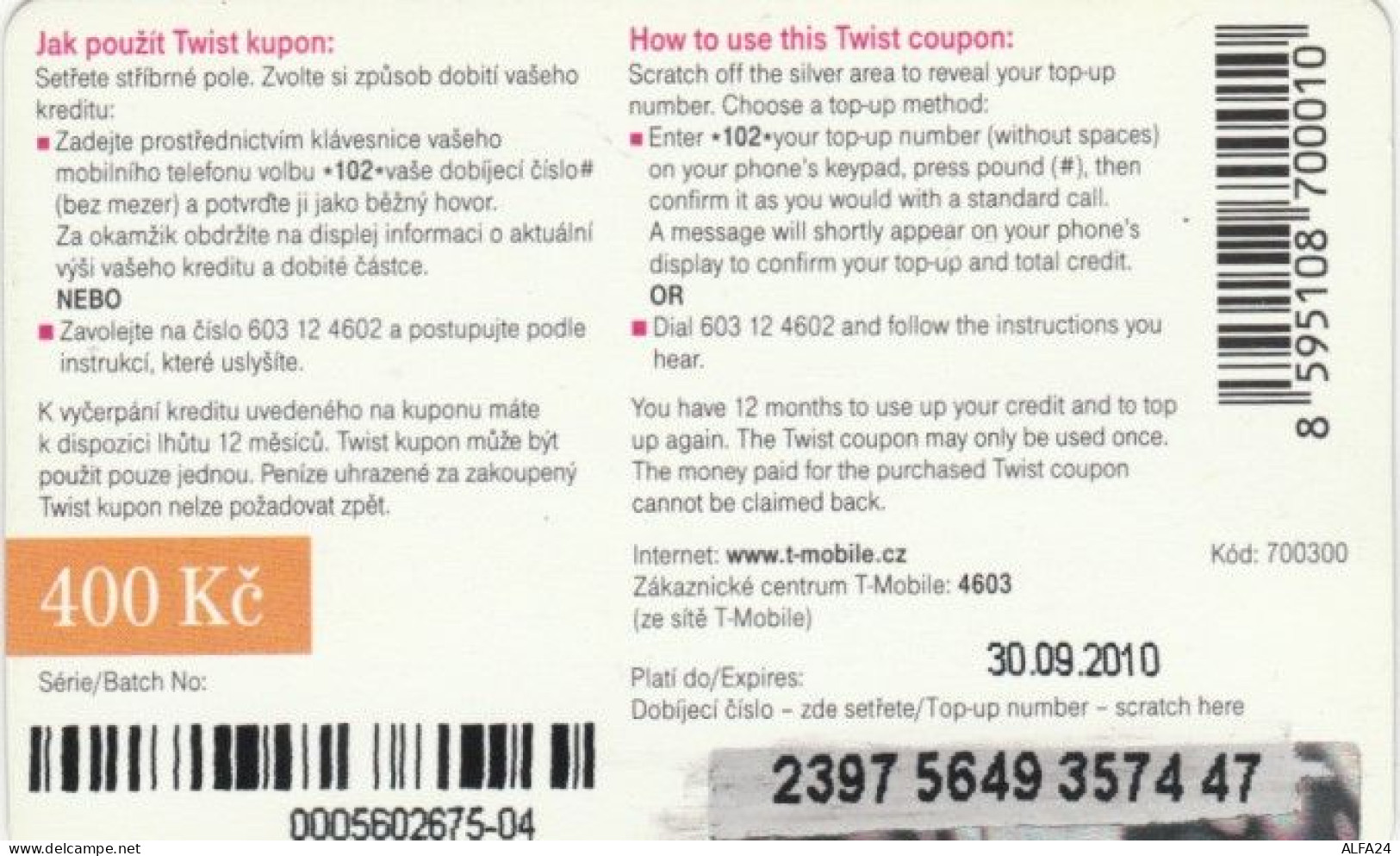 PREPAID PHONE CARD REPUBBLICA CECA - T MOBILE (PK2170 - Tschechische Rep.