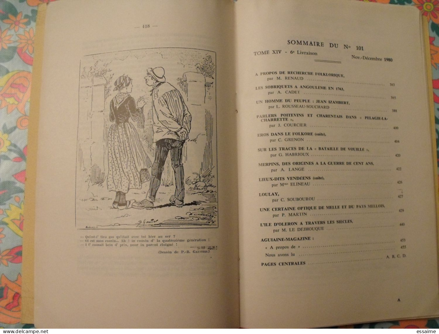 société d'études folkloriques du centre-ouest; tome XIV, 6° lvraison, n° 101. 1980. Aguiaine Subiet