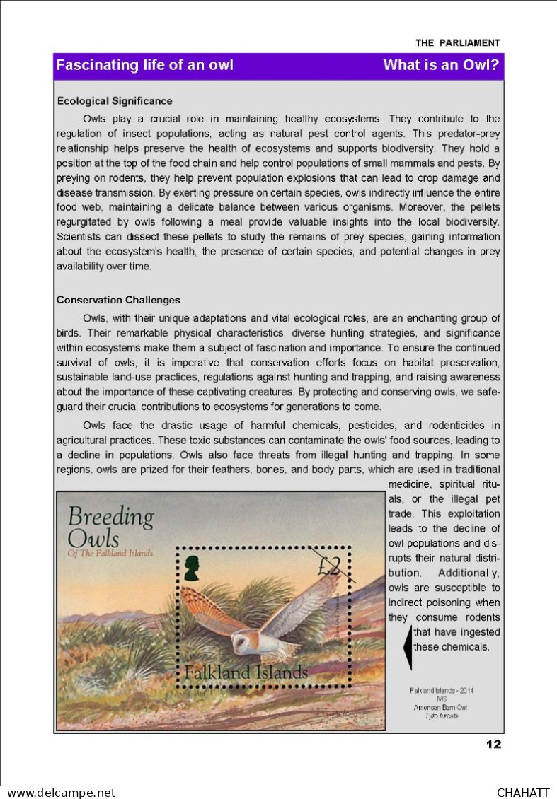 OWLS - RAPTORS- BIRDS OF PREY-"THE PARLIAMENT" - GALLERY OF OWLS ON STAMPS- EBOOK-PDF- DOWNLOADABLE-372 PAGES - Wildlife