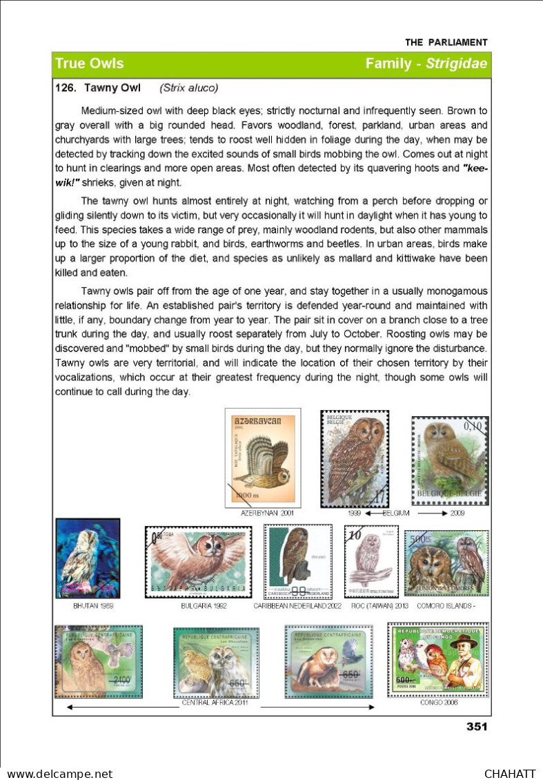 OWLS - RAPTORS- BIRDS OF PREY-"THE PARLIAMENT" - GALLERY OF OWLS ON STAMPS- EBOOK-PDF- DOWNLOADABLE-372 PAGES