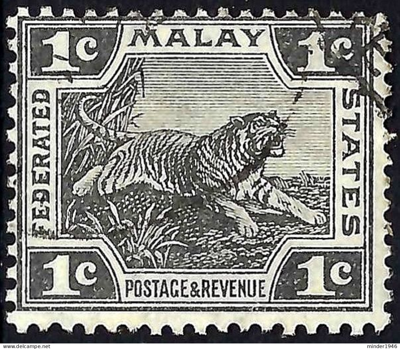 MALAYA 1923 1 Cents Black SG53 Used - Federated Malay States
