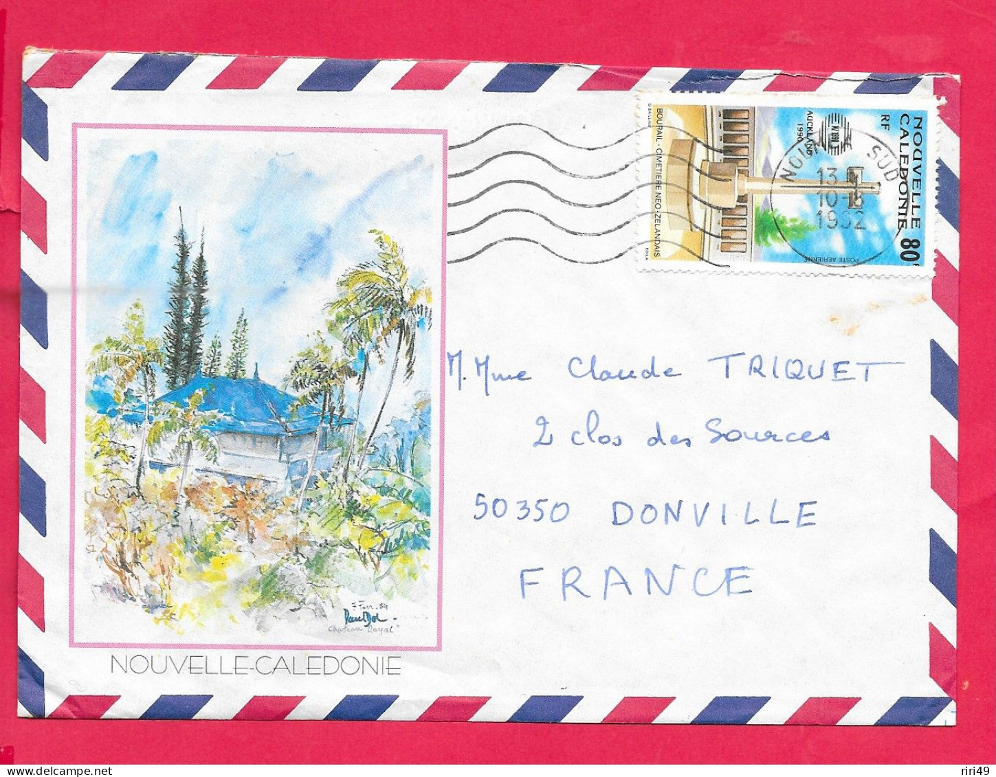 Enveloppe LETTRE  Nouvelle Calédonie, 1992, Recto Verso Voir Scanne, Timbre Et Tampon - Briefe U. Dokumente