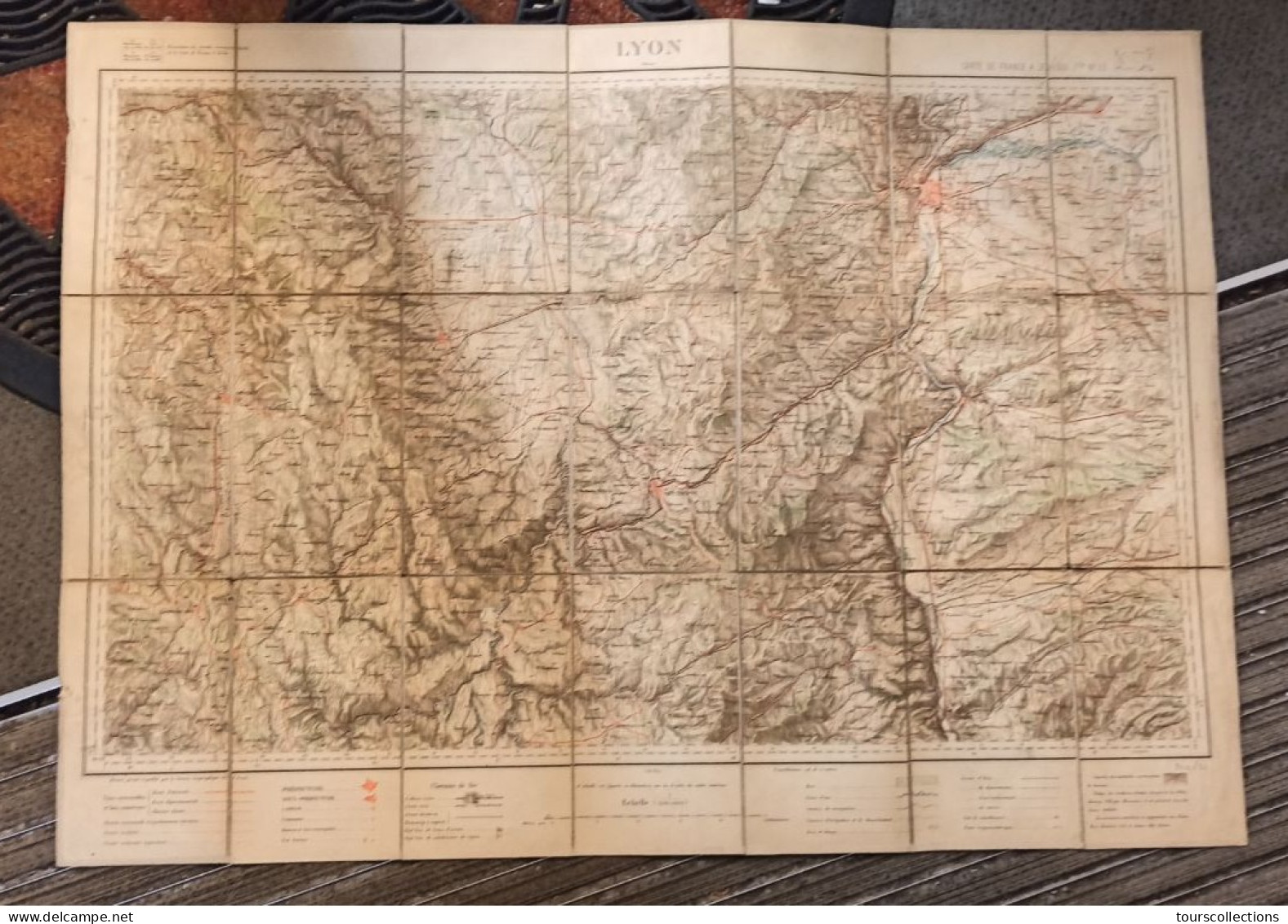 CARTE TOPOGRAPHIQUE 1/200 000 ° Du Début 20° Siècle REGION LYON - ST ETIENNE - AMBERT - MONTBRISON - VIENNE - Topographische Karten