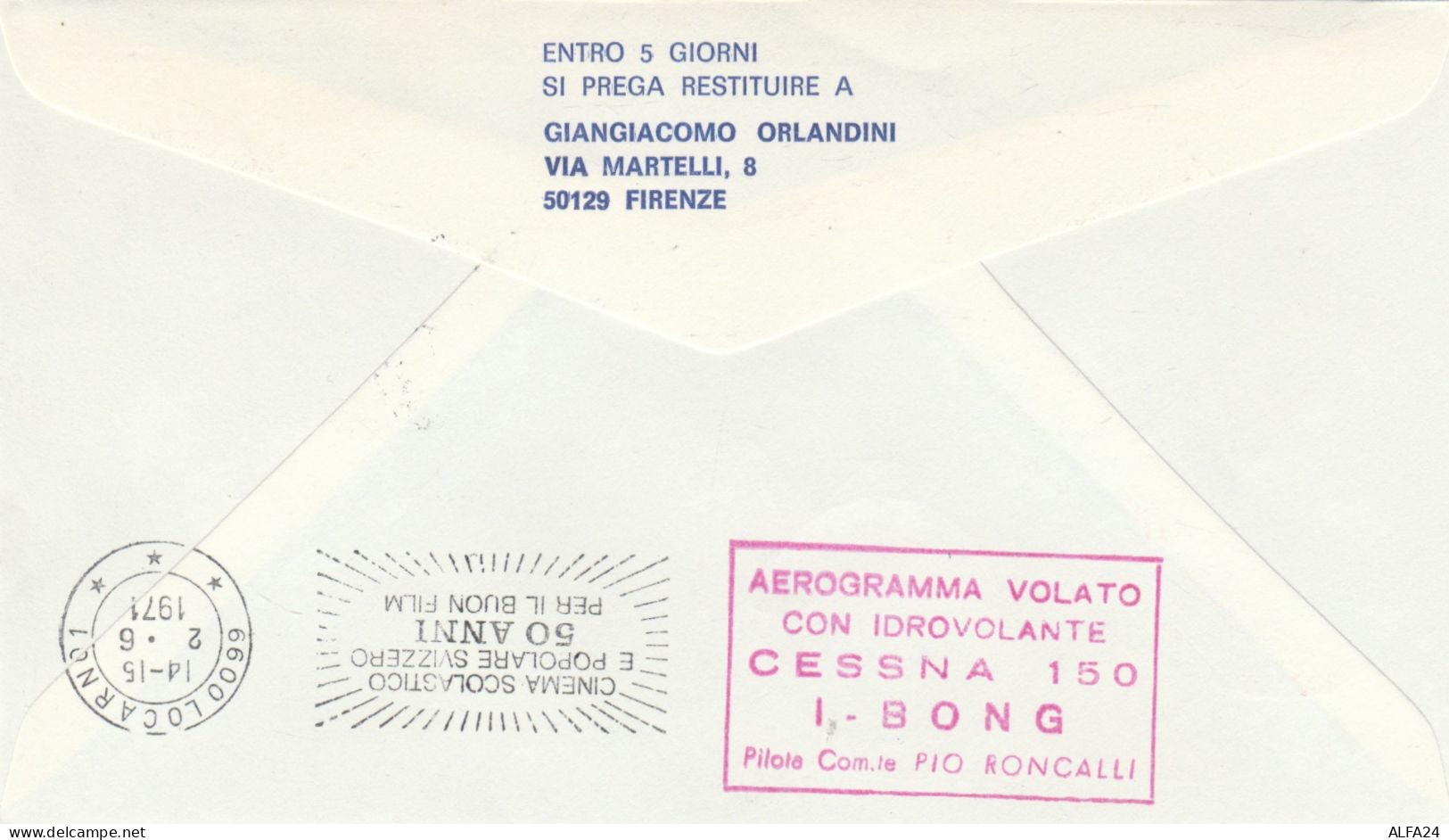 BUSTA 1971 VATICANO DISPACCIO CON IDROVOLANTE SESTO CALENDE LOCARNO (RY2270 - Lettres & Documents