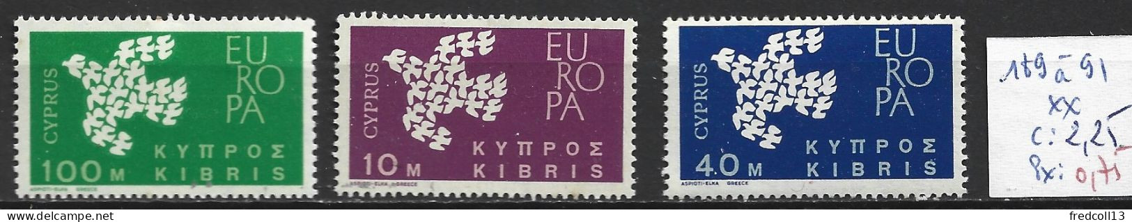 CHYPRE 189 à 91 ** Côte 2.25 € - 1962