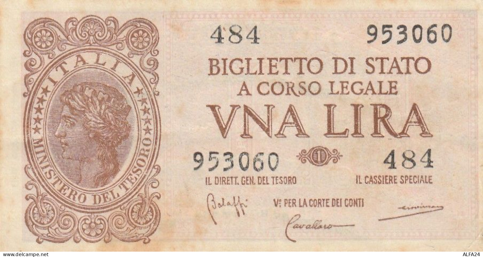 BANCONOTA UNA LIRA BIGLIETTO STATO EF (RY5715 - Regno D'Italia – 1 Lire