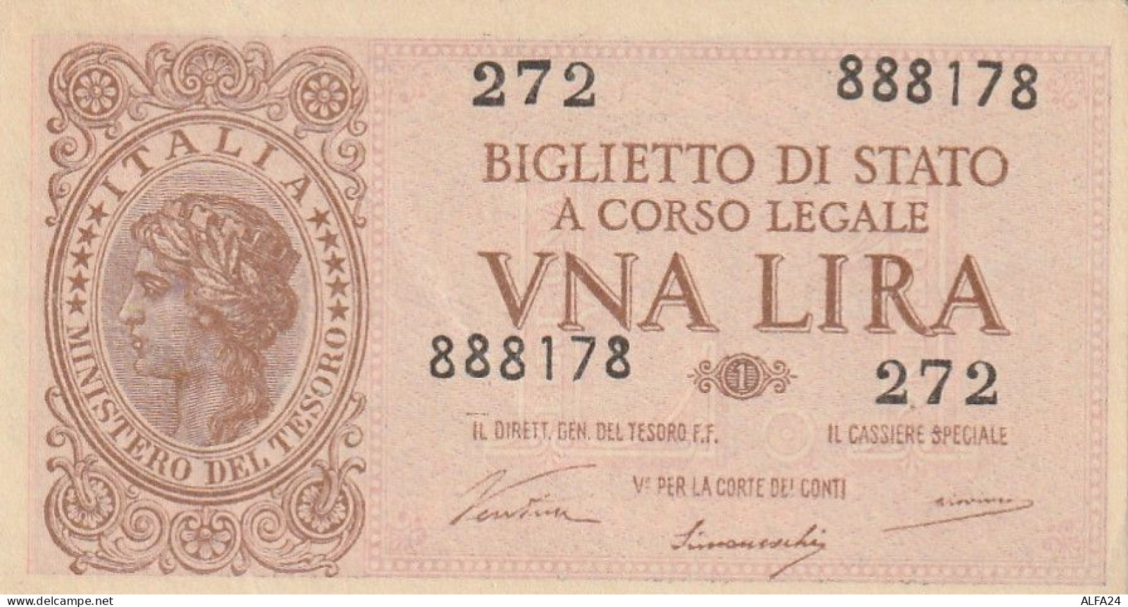BANCONOTA BIGLIETTO DI STATO ITALIA 1 LIRA EF (RY7383 - Italia – 1 Lira