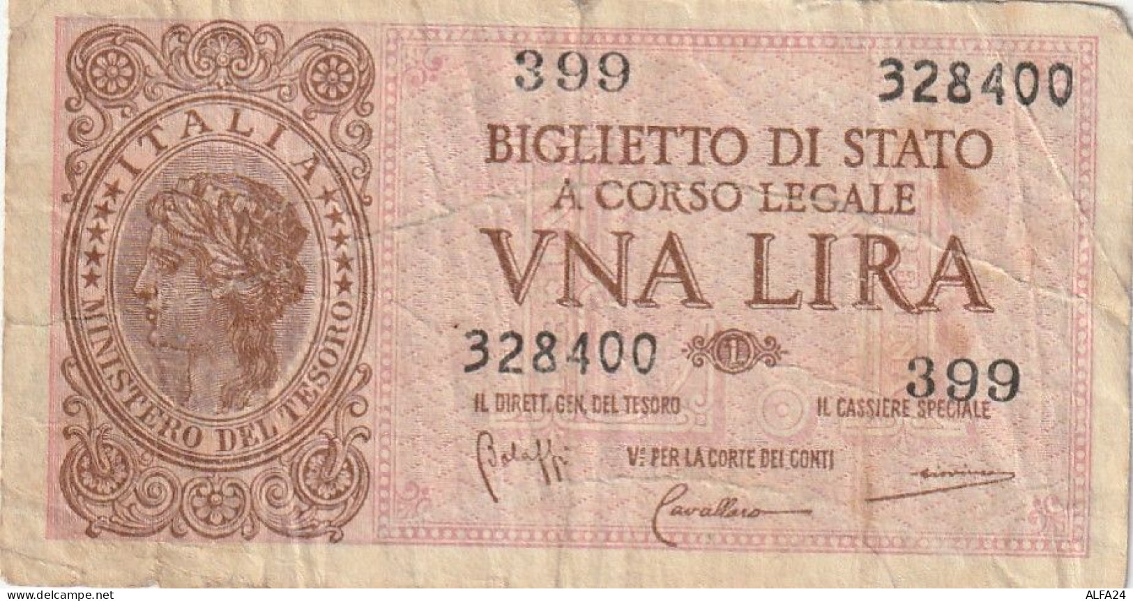 BANCONOTA BIGLIETTO DI STATO ITALIA 1 LIRA VF (RY7358 - Italia – 1 Lira