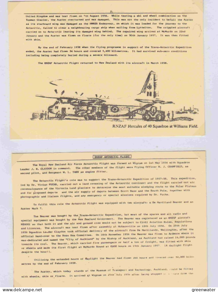 Ross Dependency 25th. Ann. 1st Flight In The Antarctic Of Beaver NZ6001 Signature Pilot (AS225A) - Lettres & Documents