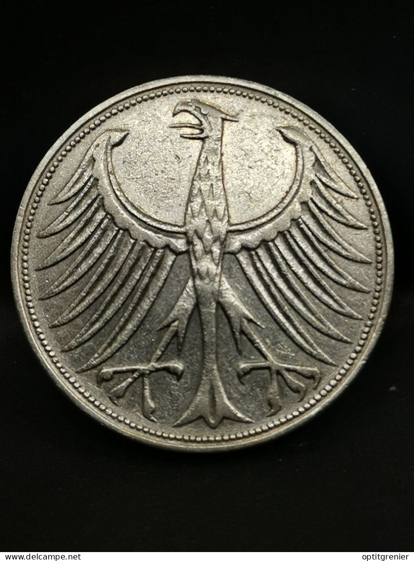 5 DEUTSCHE MARK ARGENT 1951 F STUTTGART ALLEMAGNE / GERMANY SILVER - 5 Marchi