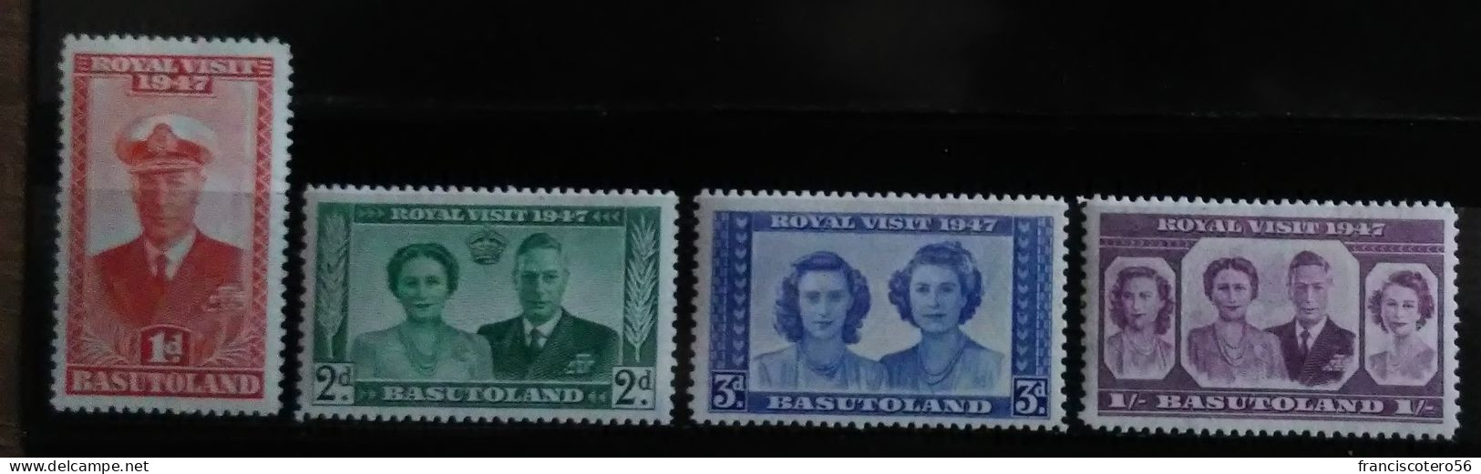 Basutoland: Año. 1947 - Visita Real (Rey George VI Reina Elizabeth). SG. Números, *32/35 C.P.T.A. 4/Valores. - 1933-1964 Kronenkolonie