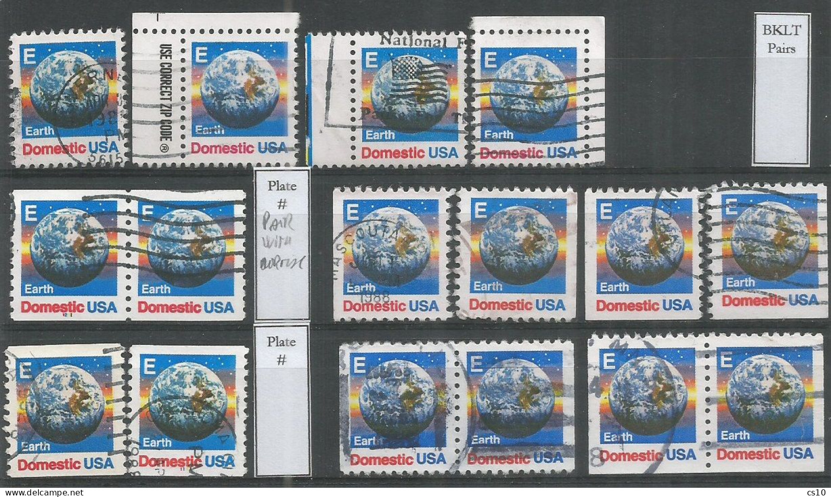 USA 1988 "E" Rate Stamp SC.#2277 +2279+2282 : Cpl Issue Sheet + Margin/corner - Coil + Plate # - Booklets With Pairs - Plaatfouten En Curiosa