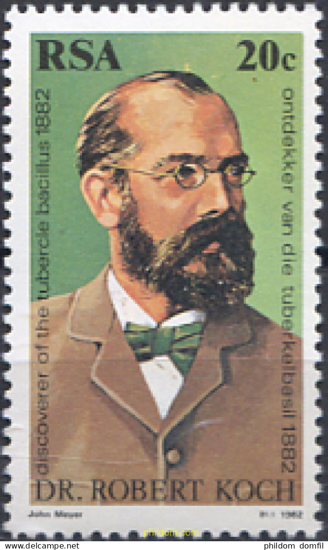 281573 MNH SUDAFRICA 1982 100 ANIVERSARIO DEL DESCUBRIMIENTO DE LA BACTERIA DE LA TUBERCULOSIS POR ROBERT KOCH - Ungebraucht