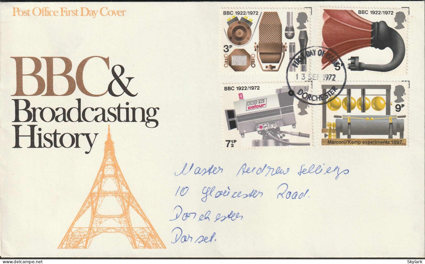 Great Britain   .   1972   .   "BBC & Broadcasting History" #2   .   First Day Cover 4 Stamps - 1971-1980 Em. Décimales