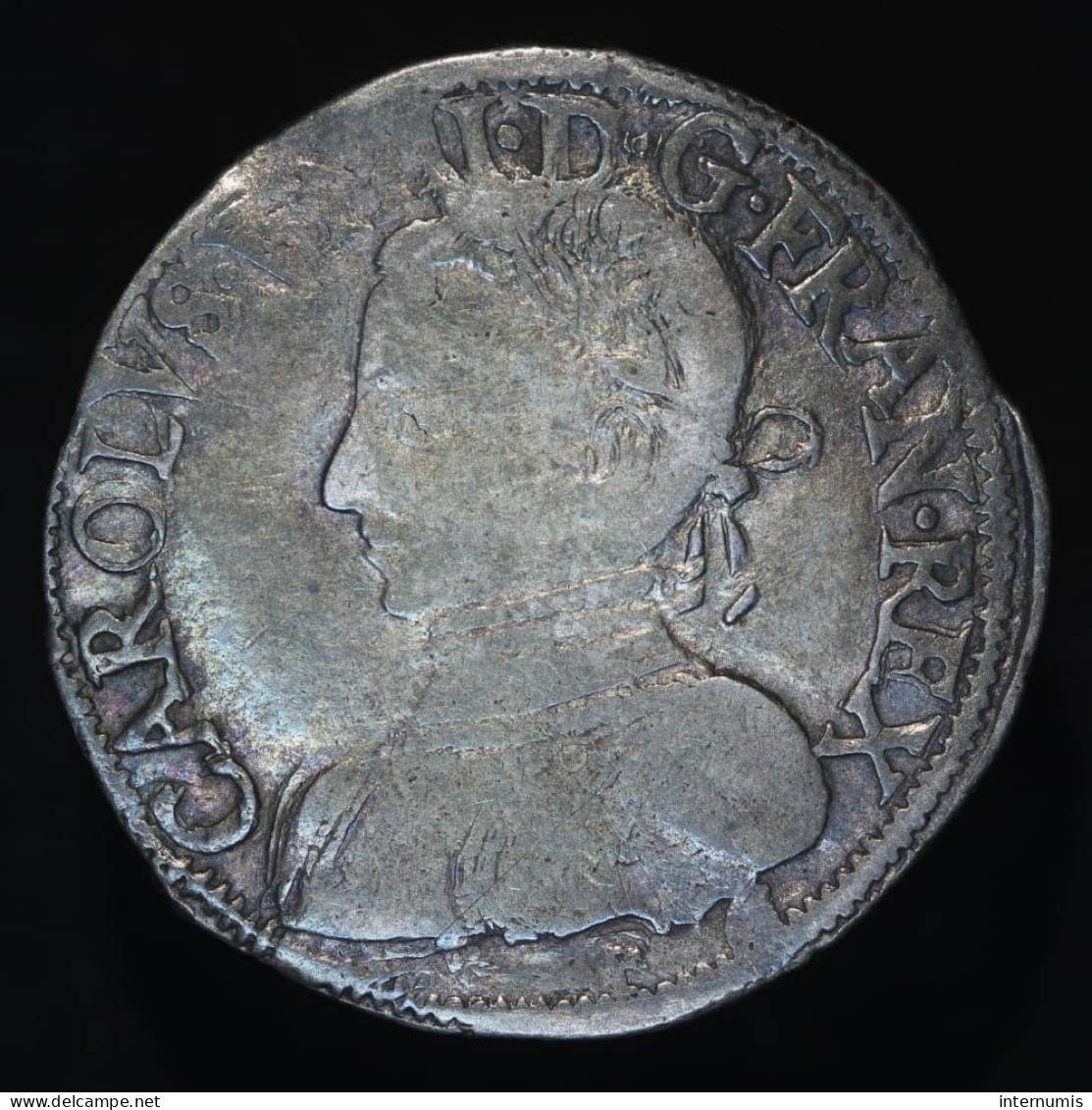 RARE (R3) France, Charles IX, Teston, 1563 (MDLXIII), F - Angers, Argent (Silver), TB+ (VF), Gad-R.429 - 1560-1574 Karl IX.