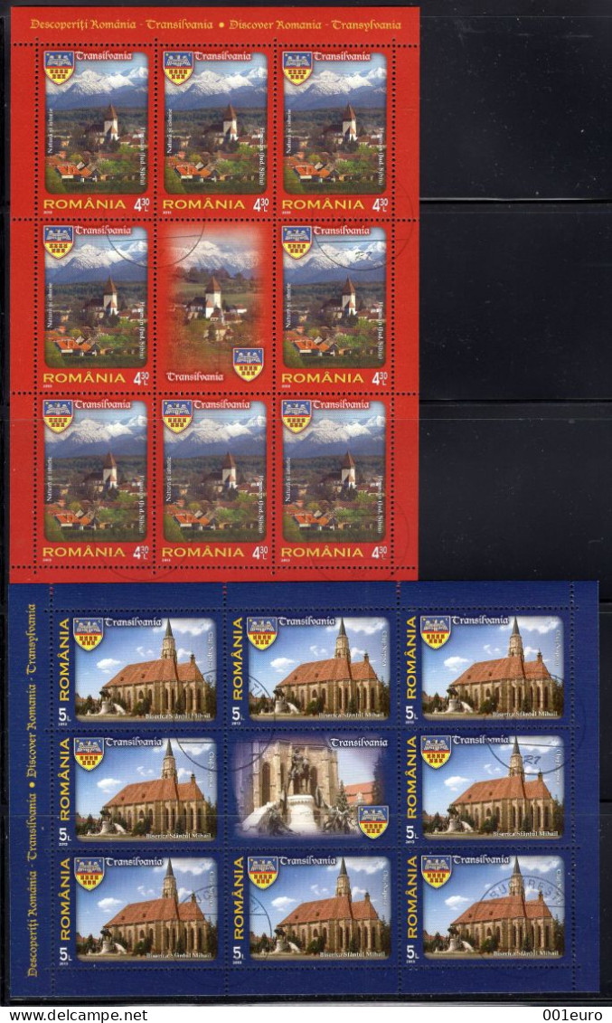 ROMANIA 2013 : CASTLES IN TRANSYLVANIA, 4 Used Small Sheets - Registered Shipping! - Gebruikt