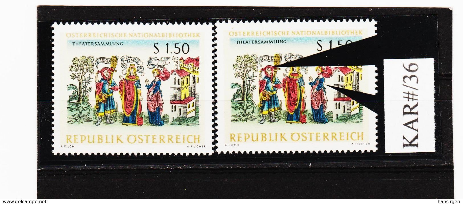 KAR#/36 ÖSTERREICH 1966 Michl 1218 PLATTENFEHLER FARBE ROT VERSCHOBEN ** Postfrisch SIEHE ABBILDUNG - Errors & Oddities