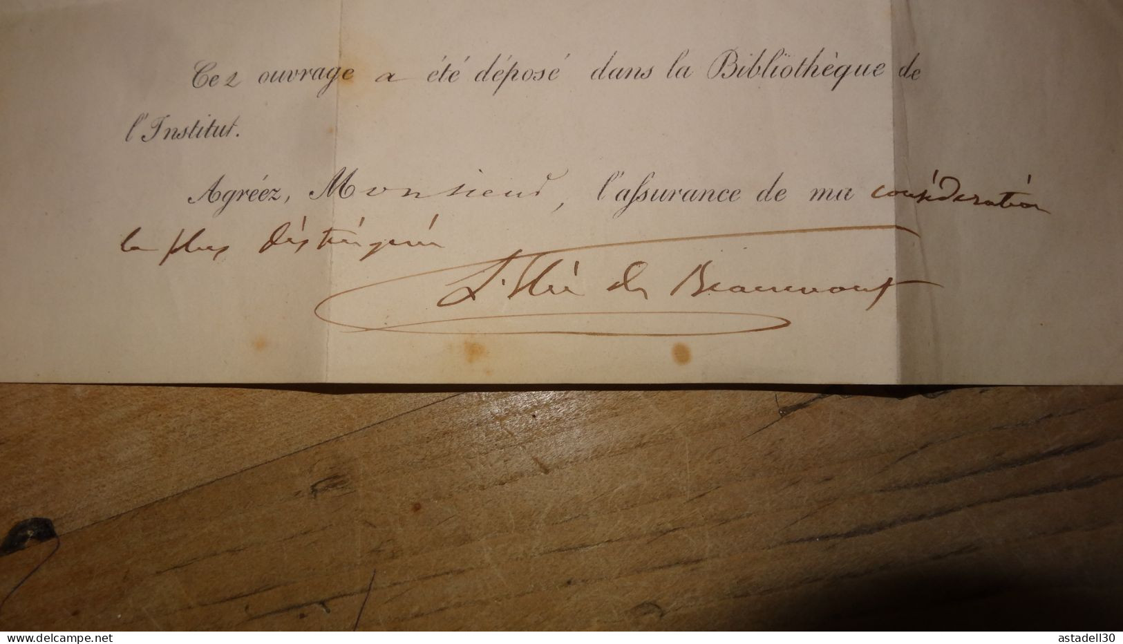 Lettre Autographe De Léonce Élie De Beaumont, Géologue, Académie Des Sciences 1855 ................ E4-46 - Inventeurs & Scientifiques