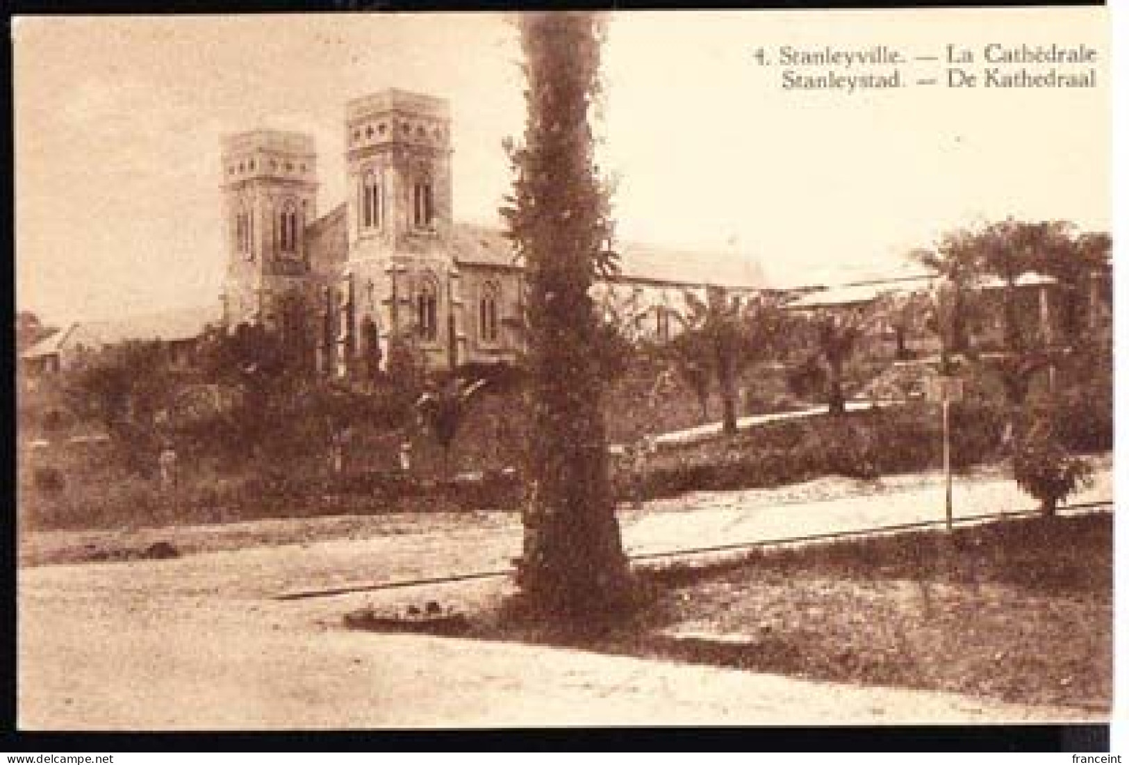 RUANDA URUNDI(1928) Stanleyville Cathedral. Illustrated Postal Card Of Belgian Congo Overprinted For Use In Ruanda-Urund - Entiers Postaux