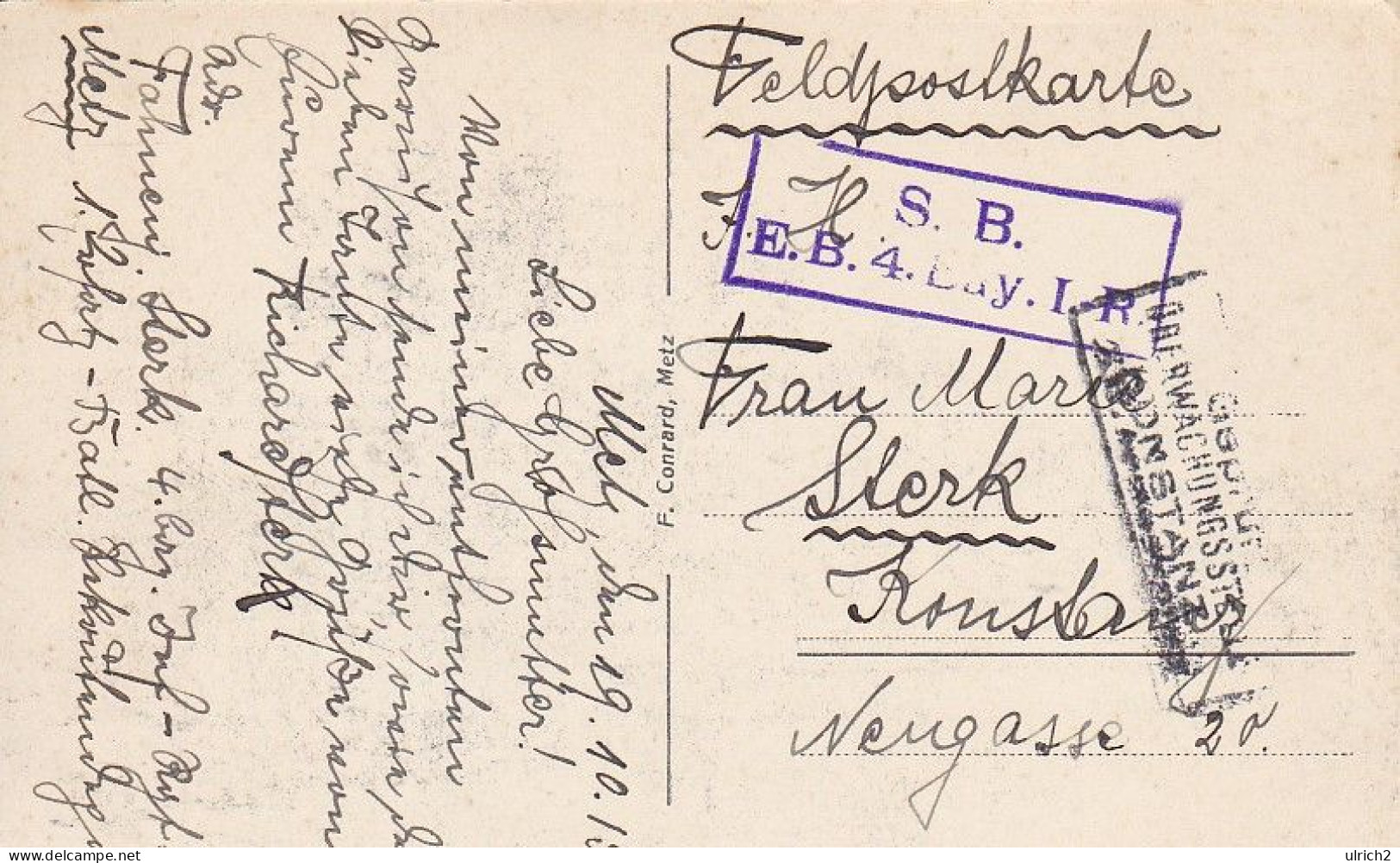 AK Metz - Mittelbrücke -  Feldpost E.B. 4. Bay. I.R. - 1915 (66569) - Lothringen