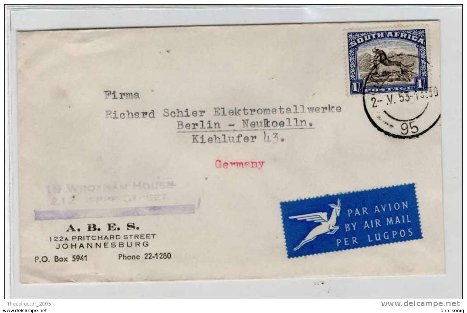 Sudafrica - South Africa - Lettera Busta Letter Cover Briefe - From South Africa To Germany (anni '50 - From'50s) - FDC