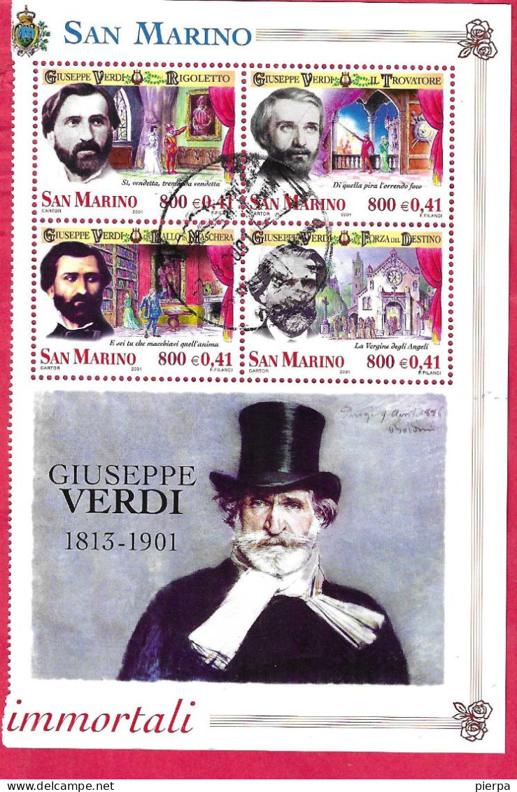 SAN MARINO - 2001 - MUSICA VERDI - OPERE LIRICHE - USATO ( YVERT 1733\4+1737\8- MICHEL 1940\1+1944\5 - SS1783\4+1787\8) - Gebraucht