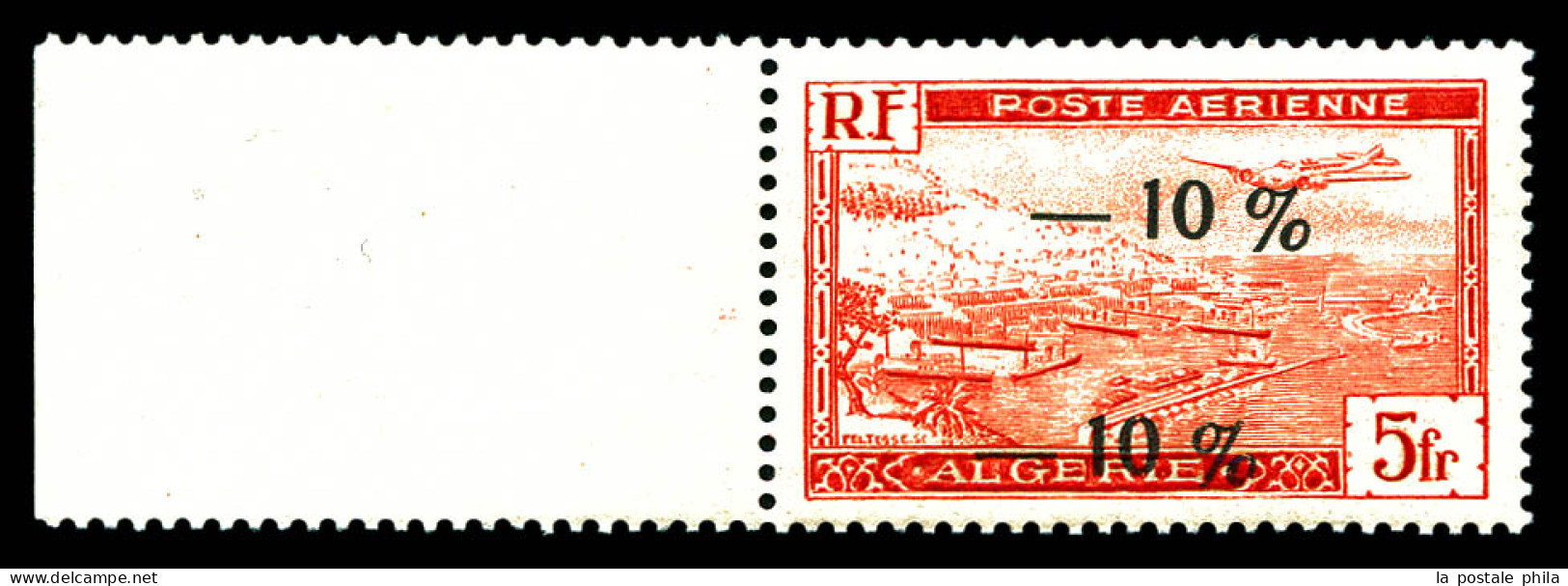 Poste Aérienne N°1Aa, 5f Rouge: Double Surcharge, Bord De Feuille. SUP. R. (certificat)  Qualité: **  Cote: 1800 Euros - Airmail